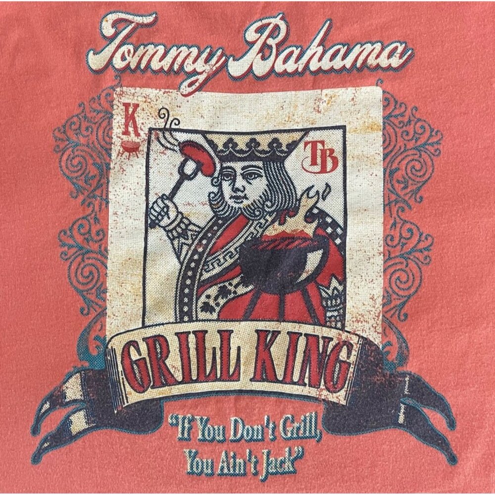 Tommy Bahama Men Graphic Tee Size M Casual Tropical Grill King Novelty Preppy